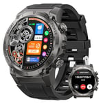 Montre Connectée Homme Militaire, 1.46" Smartwatch Homme avec Appel Bluetooth, 500mAH IP68 Étanche 120 Sportifs 24/7 Moniteur de Fréquence Cardiaque et SpO2, Smartwatch Fitness pour Android iOS Noir