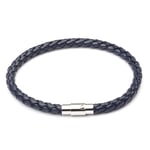 YYLSHCYHLI Bracelet Fait Main Bracelet Cuir Alliage tressé Boucle magnétique Bracelet Femme et Homme Bracelet Bleu Marine