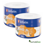 100 Verbatim 43793 Blank DVD-R 16x 4.7GB Datalife DVD Printable Discs Shrinkwrap