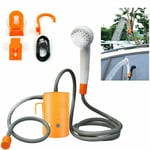 Douche de camping, douche de camping portable pour voiture avec chargeur usb Douche d'extérieur avec lumière led pour la randonnée, le nettoyage des