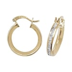 James Moore TH ER087 9k Yellow Gold Cubic Zirconia Set Hoop Jewellery