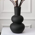 Tenforie Vase à Fleurs en céramique pour décoration, Vase à Fleurs pour décoration d'intérieur, Salon, Maison, Bureau, Centre de Table, Table et Mariage - Noir