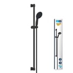 GROHE Vitalio Start 110 QuickFix - Shower Set (Round 11 cm Hand Shower 2 Sprays: Rain & Jet, Shower Hose 1.75m, Shower Rail 90cm, Water Saving, Easy to Fit with GROHE QuickGlue), Matt Black, 269542431