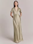 Ghost Delphine Bias Cut Satin Maxi Dress