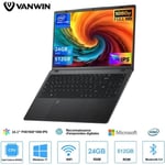 16.1"FHD+ PC portable Windows 11, 24 Go de RAM 512 Go SSD Intel Celeron N5095 (2,9 GHz) angle d'ouverture de 170° Clavier AZERTY