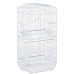 Cage à oiseaux volière avec mangeoires perchoirs plateau amovible 2 portes dim. 46,5L x 35,5l x 92H cm métal blanc