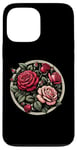 Coque pour iPhone 13 Pro Max Rose florale botanique, style bohème minimaliste, roses d'amour