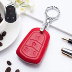 BTOEFE Car Accessories Leather Car Key Case,For Cadillac ATS-L CT6 CTS XTS XT5 SRX Escalade Soft Shell Cover For Car Key-A-red