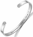 DTWAWA Quote Engraved Cuff Bracelets,Remember I love you mom, Mother's Day, Mom Daughters On Birthday