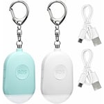 2 PCS Alarme Personnelle Sécurité Alarme Personnelle Rechargeable Porte-clés 130DB Alarme Personnelle d'urgence pour Femmes Hommes Enfants et