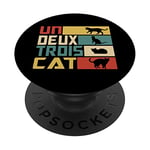 Un Deux Trois Cat - Jeu de mots français amusant, chat amusant PopSockets PopGrip Adhésif