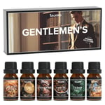 SALKING Essential Oil Gentlemen's Set, Manly Aromatherapy Essential Oil Gift Set, 6 x 10ml Men Scents Fragrance Oil for Diffuser - Sandalwood, Cedar, Coffee, Tobacco Vanilla, Teak, Bay Rum