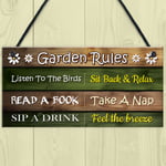 Garden Rules Sign Outdoor Garden Shed Plaques Funny Outdoor Garden Signs