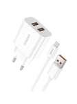 Foneng Fast charger 2x USB EU45 + USB Lightning cable