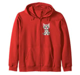 Red Cat Nose Funny Day 2024 Red Cat Nose Cat Kids Girls Zip Hoodie