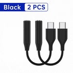 CELBRO-Adaptateur USB Type C vers Jack 3.5mm,câble audio,radiateur,pour Samsung Galaxy S24,S23,S22 Ultra,Note20,A34 - Type Black 2PCS