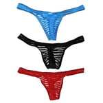 3-pack herrsexiga mesh G-string underkläder string T-back stretch kalsonger påse L