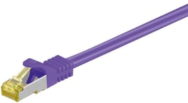 RJ45 patchkabel S/FTP (PiMF), 500 MHz, med CAT 7 råkabel, Violett, 30 m