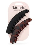 Kitsch Recycled Plastic Large Claw Clip - Big Banana Hair Clips for Women Large Hair Claw Clips & Jaw Clips Big Claw Clips for Thick Hair Claw Hair Clips for Girls (2pc, Black&Tortoise), 1.0 count