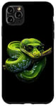 Coque pour iPhone 11 Pro Max Amoureux Drôles De Python D'arbre Vert, Serpents, Reptiles