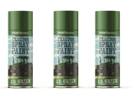 3x 400ML TRACTOR TOUCH UP & REPAIR SPRAY PAINT J.D. GREEN COLOUR QUICK DRY