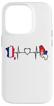 Coque pour iPhone 14 Pro France Serbie Heartbeat Drapeau Français Serbie