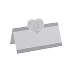 Neviti Vintage Romance-Place Cards-White, Papier, Argent, 9.5 x 5 x 0.2 cm