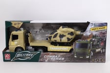 Military Tow Truck + Helicopter 39Cm W/Dw Rj3398 15075