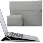 HYZUO 15-16 Inch Laptop Sleeve Case with Stand Feature for MacBook Pro 16 M4/M3/M2/M1 Pro/Max 2024-2019, XPS 15, MacBook Pro 15 2015-2012, Samsung Galaxy Book Flex/Pro 15, Light Grey