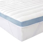 Amazon Basics - Surmatelas de Mousse à Mémoire de Forme avec Sangles, 140 x 190 x 5 cm, Blanc