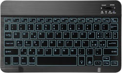 Clavier rétro-éclairé sans fil disposition QWERTY italien ultra fin pour tout système d'exploitation iOS, Android et Windows, compatible avec tablette iPad Galaxy (Tastière sans soudure)