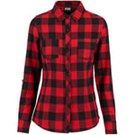 Urban Classics Women's Ladies Turnup Checked Flanell Shirt, blk/red , S