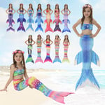 Cosplay Costume Girls Kids Princess Mermaid Tail Swimsuit Swimming Fancy Dress