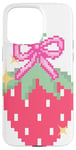 iPhone 15 Pro Max Pixel Pink Bows with Strawberry Video Game bow for girls Case