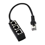 Exquisitely Designed Durable 1 To 3 Port Ethernet Switch RJ45 Y Splitter Adapter Cable for CAT 5/CAT 6 LAN - black