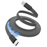 Magtame câble magnétique USB C, 1,5 m bobine plate USB C vers USB C câble 60W (3a), câble de charge rapide rétractable de type C, câble flexible USB C compatible i- Phone 15 pro Max