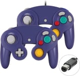 2 Paquets De Manette De Jeu Classique Avec Vibration, Compatible Avec La Manette Gamecube/Wii U/Wii/Pc/Switch, Bleu Violet