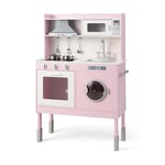 FANTASK Cuisine pour Enfant avec Accessoires de Jeu, Cuisine de Jeu, en Bois, avec hotte aspirante, Machine à Laver, Sons et lumières, kit de Jeu, pour Enfants à partir de 3 Ans, Rose, 71 x 29 x 101