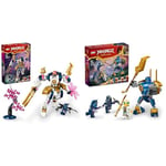 LEGO Ninjago Le Robot Élémentaire de la Technologie de Sora, Jouet de Construction pour Enfants & Ninjago Pack de Combat : Le Robot de Jay, Jouet de Ninja pour Enfants avec Figurines