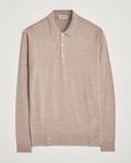 John Smedley Belper Extra Fine Merino Polo Pullover Soft Fawn