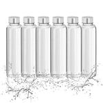 Relaxdays Glass Water Bottle Set of 6, with Fabric Holder, 500 ml, Dishwasher-Safe, Water-Resistant, Transparent/Black