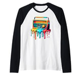 Dripping Paint Art Vintage Radio Antique Radios Raglan Baseball Tee