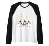 Musical Penguins Singing Carols Christmas Penguin Lover Raglan Baseball Tee