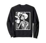 Halloween Skeleton Dead Inside Caffeinated Coffee Men Women Sweatshirt