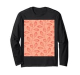 Climbing Vine Leaves In Red Pink On Pink Long Sleeve T-Shirt