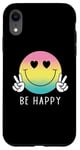 Coque pour iPhone XR Chemise Be Happy Heart Eyes Smile Face Peace Happy Face Love