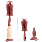 Vicloon Goupillon Biberon Silicone,3 en 1 Nettoyage Biberon Brosse,Goupillon Biberon et Tétine pour Toutes Les Tailles de Biberons,sans BPA Durable et sans Rayures（Rouge）