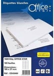 OFFICE STAR Étiquettes Autocollantes Imprimante A4 Blanches 1600, 105 x 35 mm - Personnalisables et Imprimables - Certifié FSC - Planche Étiquettes Autocollantes A4 - Papier Étiquette Autocollante