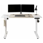 Bluenara - 140x60cm Bureau Assis-Debout Réglable en Hauteur Électrique Structure en Acier, 69-115cm Avec 4 Claviers à Mémoire Automatique,Chêne/Blanc