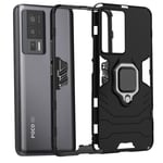 Case for Xiaomi Poco F5 Pro Hybrid Shockproof Metallic Ring Support Black